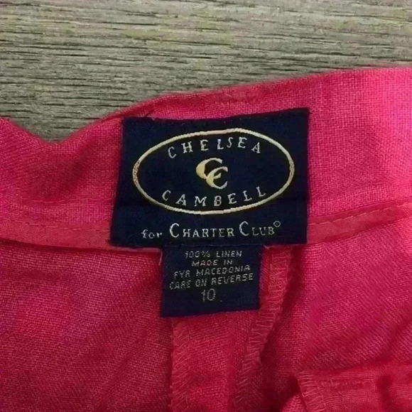 100% Linen Chelsea Cambell for Charter Club High Rise Pink Shorts Size 10 - Picture 2 of 6